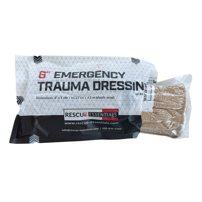 6" Rescue Essentials Emergency Trauma Dressing, opened packaging