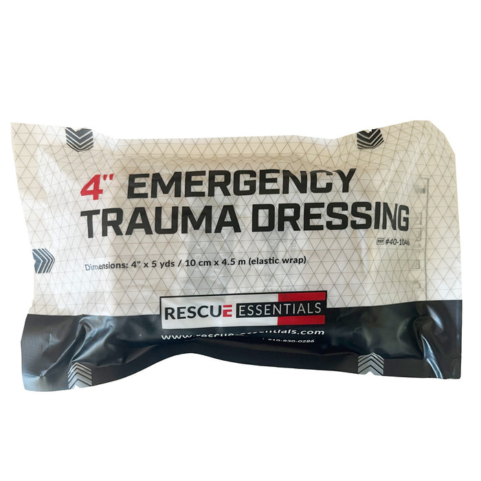 4" Rescue Essentials Emergency Trauma Dressing, packaged (front)