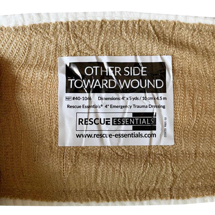 Rescue Essentials Emergency Trauma Dressing, label