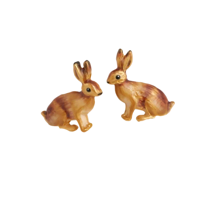 Enamel Rabbit Stud Earrings - Fable England
