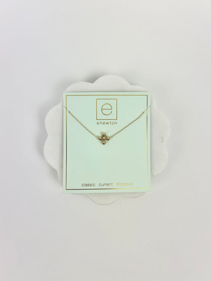 Enewton 16" 3mm Beaded Signature Cross Necklace Necklaces in  at Wrapsody