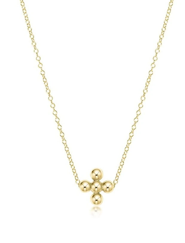 Enewton 16" 3mm Beaded Signature Cross Necklace Necklaces in Default Title at Wrapsody
