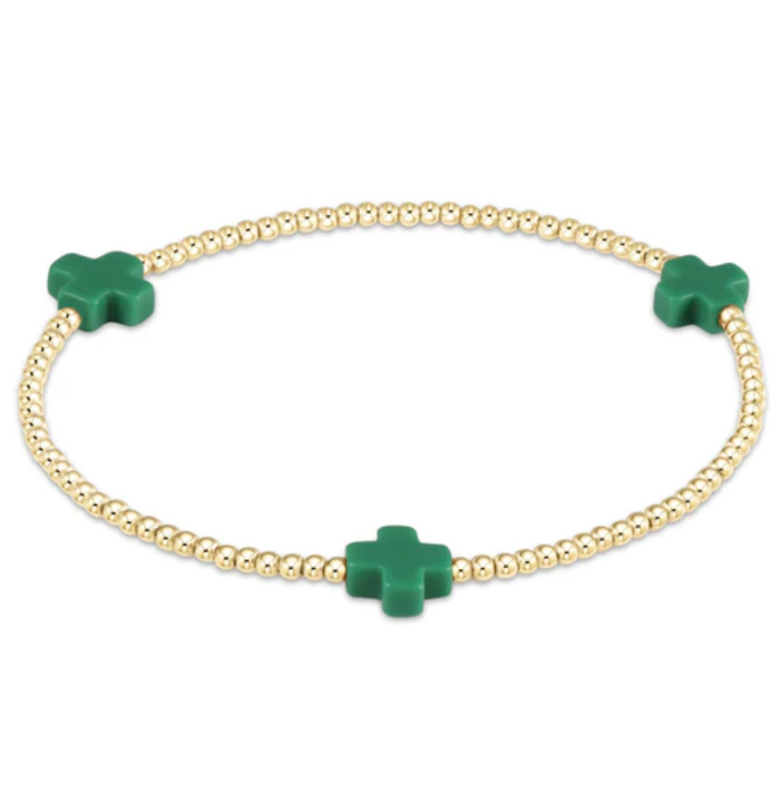 Enewton Signature Cross 2mm Bracelet - Multiple Colors Bracelets in Emerald at Wrapsody