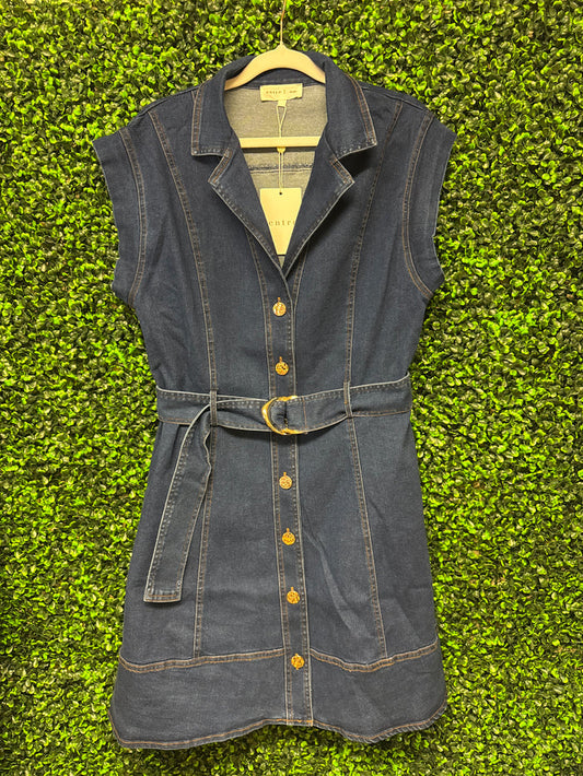 Entro Denim Belted Mini Dress