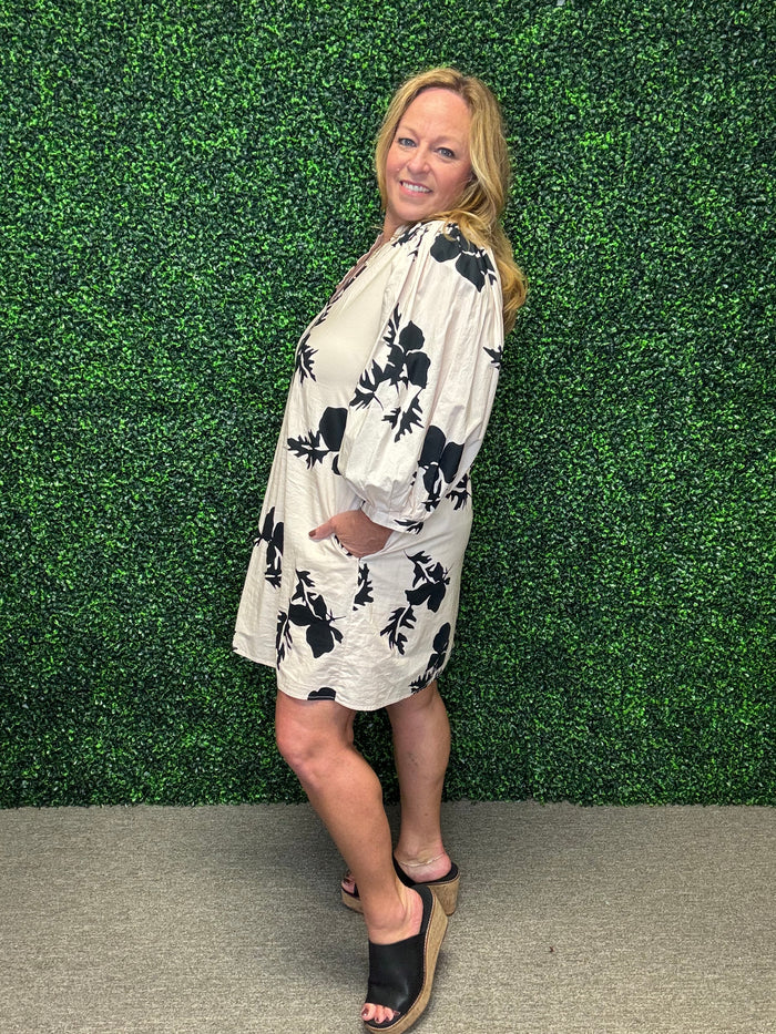 Entro Ecru Petals Mini Dress