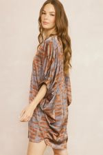 Entro Printed V-Neck Half Sleeve Mini Dress
