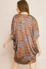 Entro Printed V-Neck Half Sleeve Mini Dress