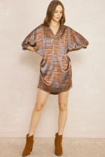 Entro Printed V-Neck Half Sleeve Mini Dress