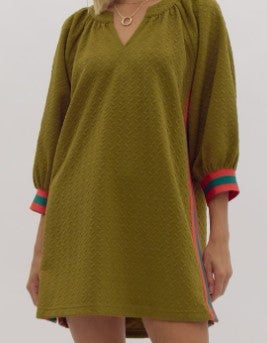 Entro Textured Sporty Stripe Dress-Entro