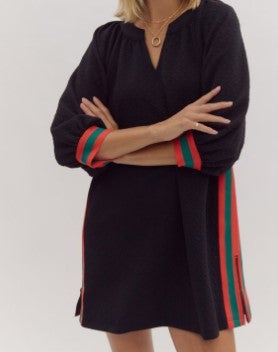 Entro Textured Sporty Stripe Dress-Entro