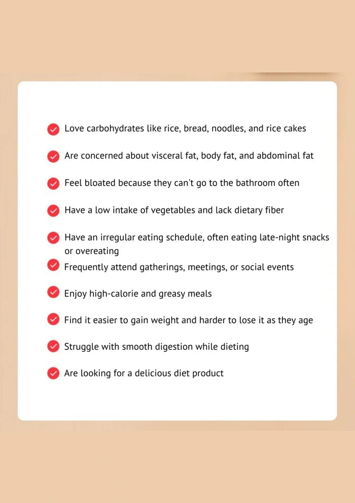 List of characteristics on a beige background