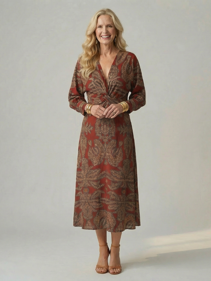 FAITH - Women's elegant printed wrap midi dress
