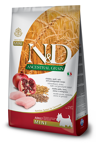 Farmina Natural & Delicious Ancestral Grain Chicken and Pomegranate Adult Mini Dry Dog Food
