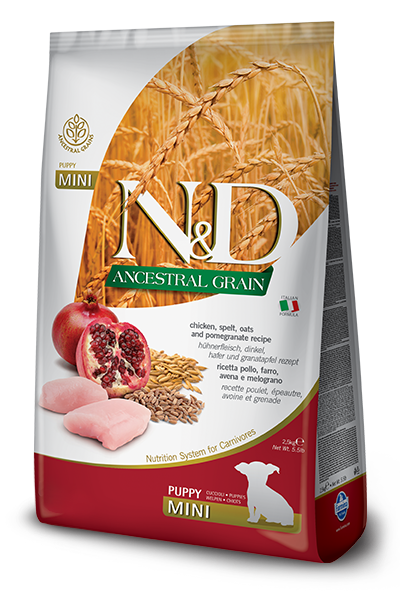Farmina Natural & Delicious Ancestral Grain Chicken and Pomegranate Mini Puppy Dry Dog Food