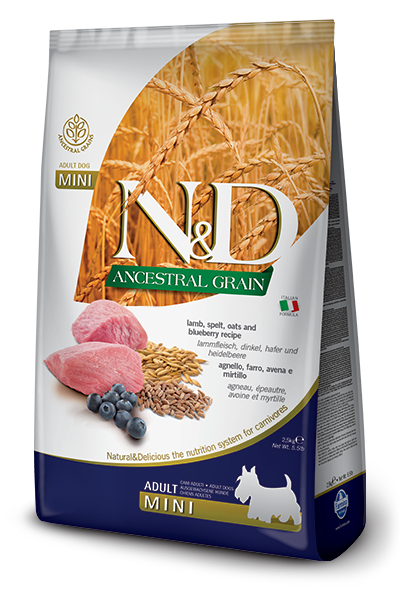 Farmina Natural & Delicious Ancestral Grain Lamb and Blueberry Adult Mini Dog Food