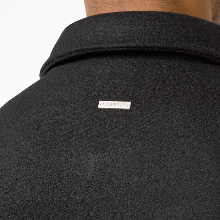 Faux Wool Button Up Jacket | Black