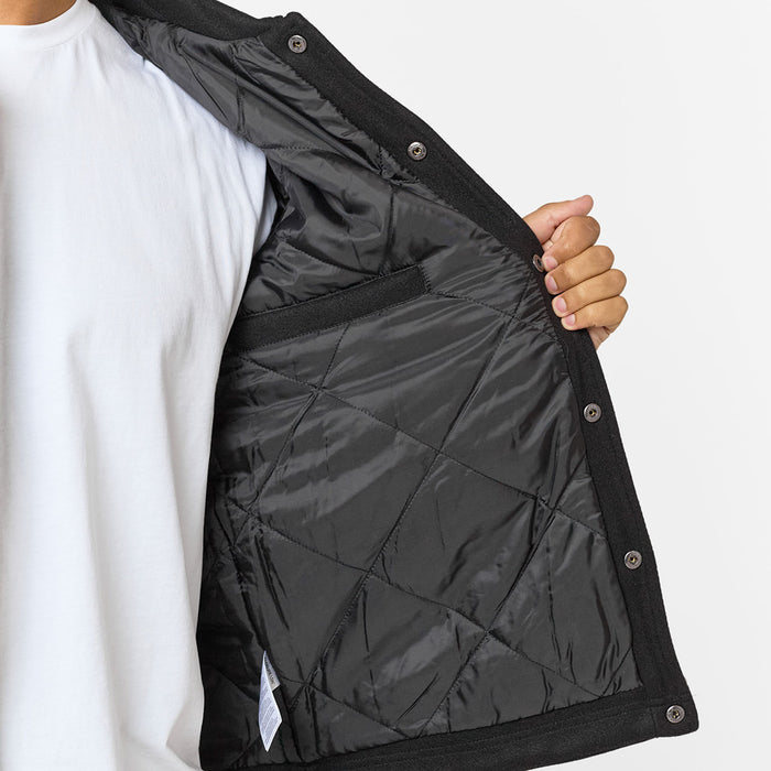 Faux Wool Button Up Jacket | Black
