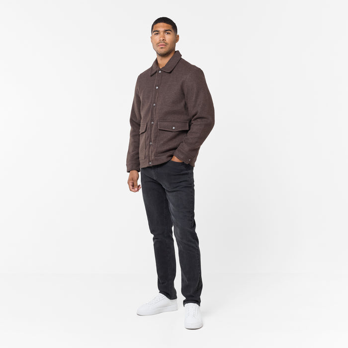 Faux Wool Button Up Jacket | Brown