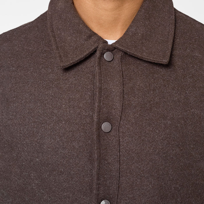 Faux Wool Button Up Jacket | Brown