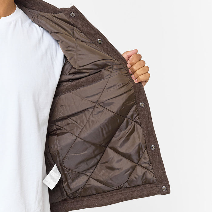Faux Wool Button Up Jacket | Brown