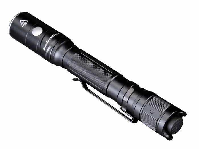 Fenix LD22 V2.0 Flashlight, Side angle view showing clip