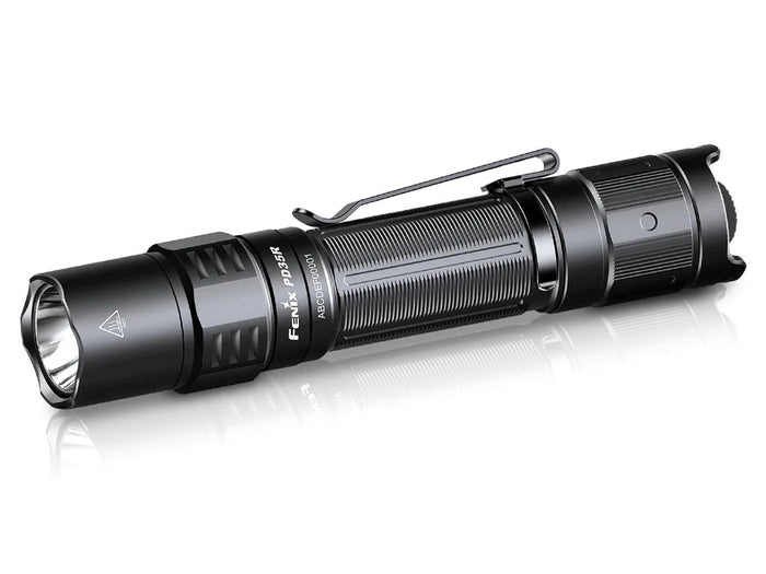 Fenix PD35R Rechargeable Tactical Flashlight, Side view showing clip