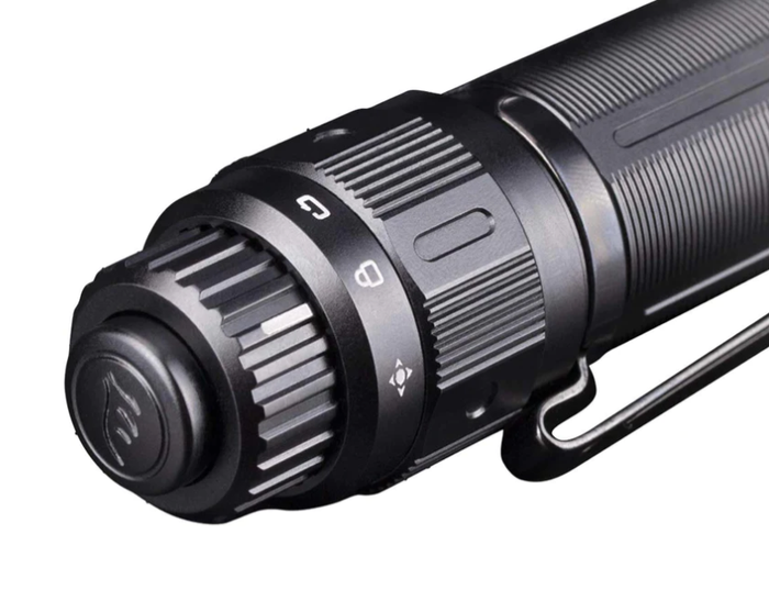 Fenix PD36 Tactical Flashlight, button close up