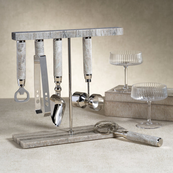 Five Piece Bar Tool Set - Marble - Barware by Carlyle Avenue