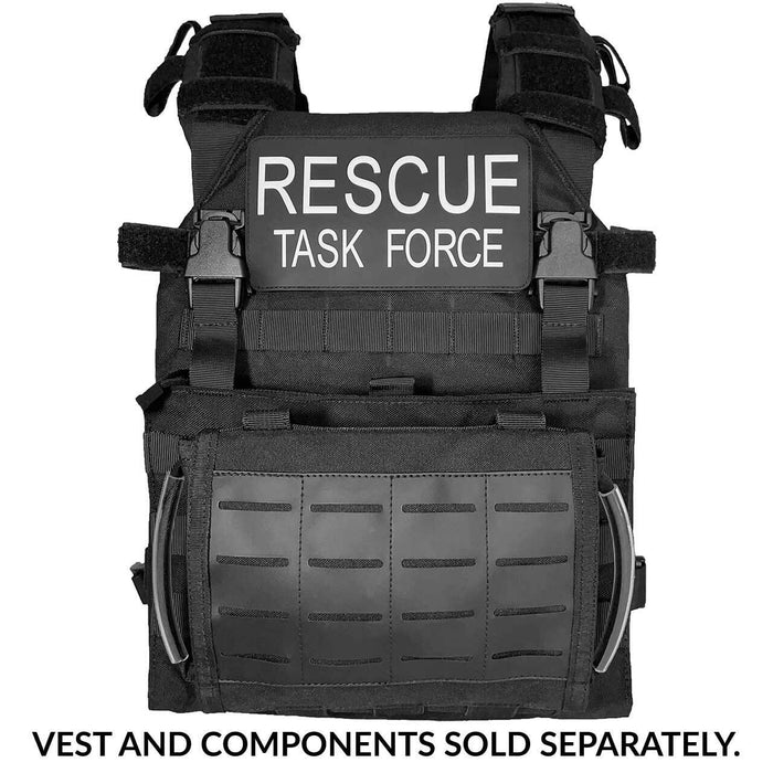 Rescue Essentials FLAT IFAK, kit packed and MOLLE mounted on a Rescue Task Force (RTF) vest