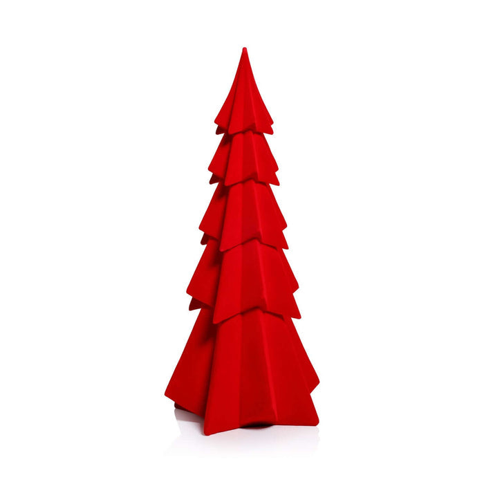 Flocked Decorative Tree - Red - Set of 4