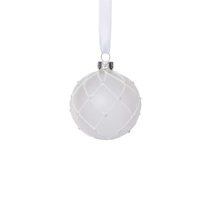Frosted Glass Ball Ornament with White Glitter - Ornaments by Carlyle Avenue