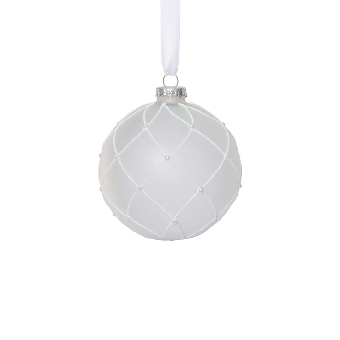 Frosted Glass Ball Ornament with White Glitter - Ornaments by Carlyle Avenue