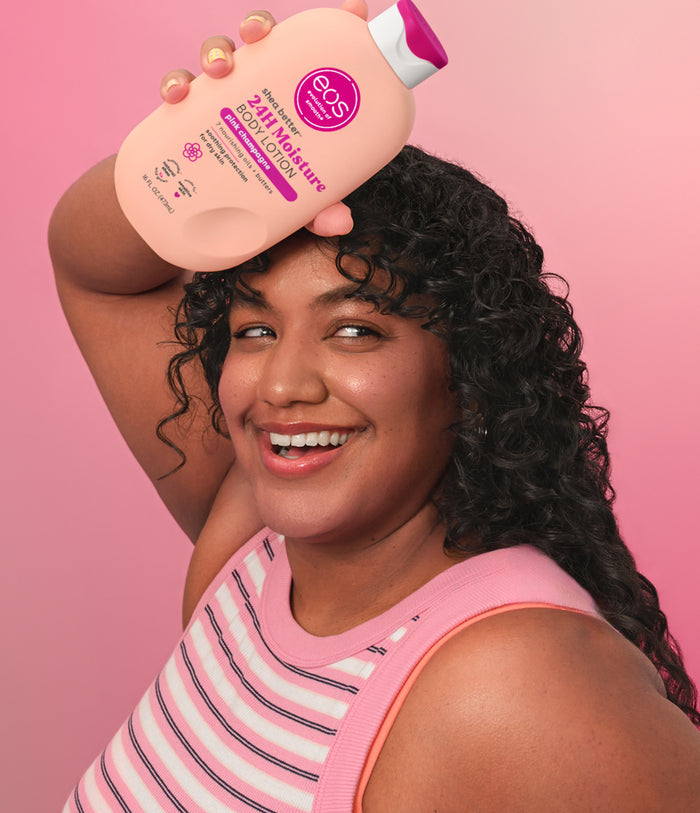 model holding lotion