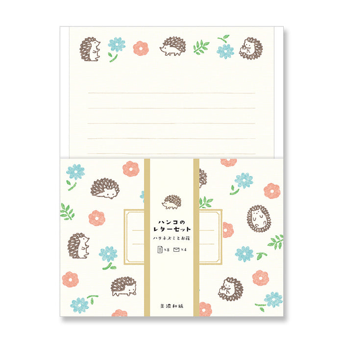Furukawashiko Hedgehog and Flowers Letter Set