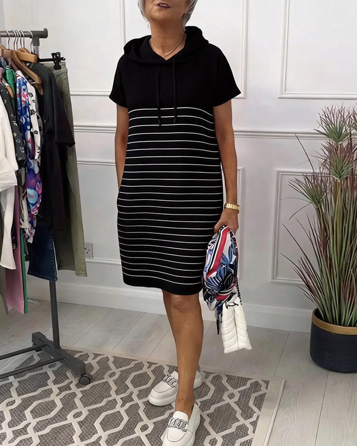 GAELLA - Women's Striped Hooded Dress