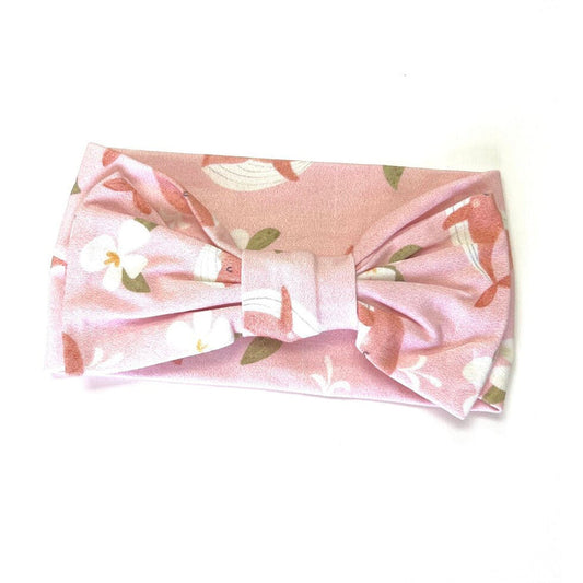 Gardenia Whales Baby Bow Headband (Organic Jersey)