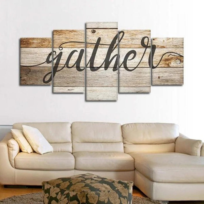 Gather Wood Style Wall Art Frame Canvas Printing Decor