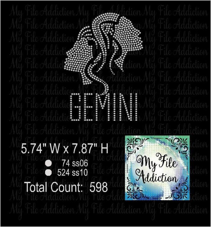 Gemini Zodiac Rhinestone Digital Download File - My File Addiction