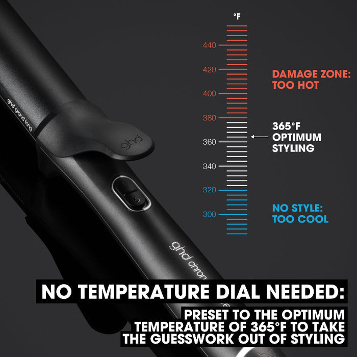 GHD styling tool with temperature scale and temperature settings, Shop at Gene Juarez Salon & Spa