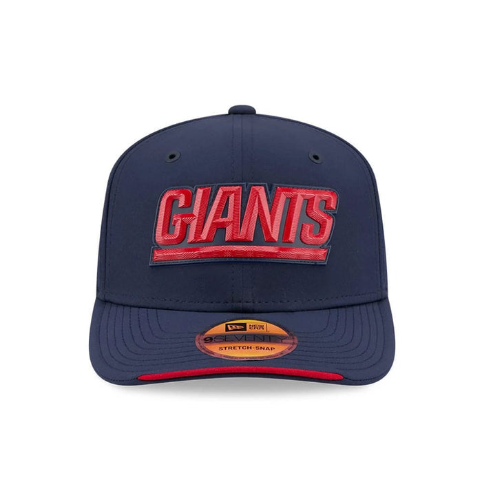 Pictured is this NFL Sideline 2026 New York Giants 9SEVENTY Stretch Snap cap in dark blue. 2