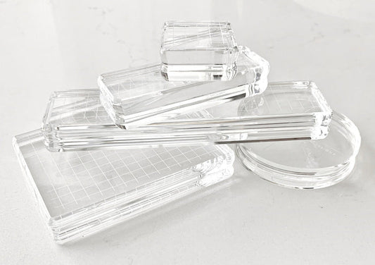 Gina K. Designs - Acrylic Block - Comfort Blocks - Set Of 5. Comfort Blocks by Gina K. Designs are softly curved, lighter weight acrylic blocks. They are comfortable to hold in your hands with no sharp edges. Available at Embellish Away located in Bowmanville Ontario Canada.