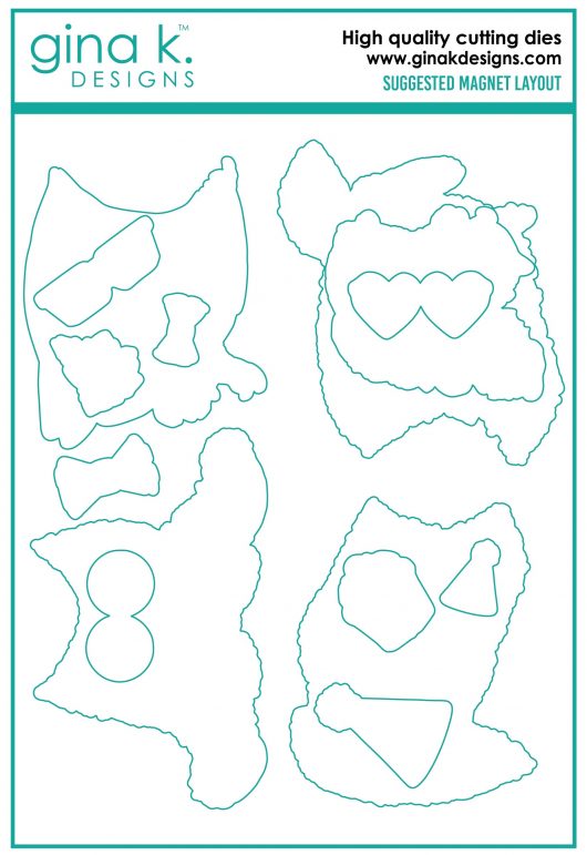 Gina K. Designs - Dies - Forest Friend Additions. Our dies are compatible with most die cutting machines.  Follow the manufacturer's instructions for your specific machine for cutting wafer thin dies.  The Forest Friend Additions Die set coordinates with the Forest Friend Additions Stamp Set. Each sold separately. Made in USA. Available at Embellish Away located in Bowmanville Ontario Canada.