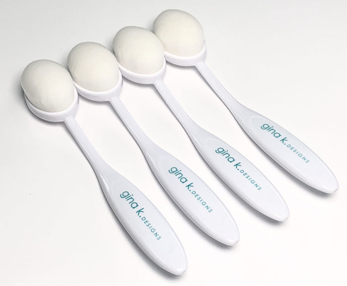 Gina K. Designs - TOOL- Blending Brushes STANDARD- Set of 4. Get a seamless color blend on your projects with the Gina K Designs Blending Brushes.  These blending brushes are easy to use and work perfectly with stencils. Set contains 4 Blending Brushes. Brush head is approximately 1 by 1.5 inches. Available at Embellish Away located in Bowmanville Ontario Canada.