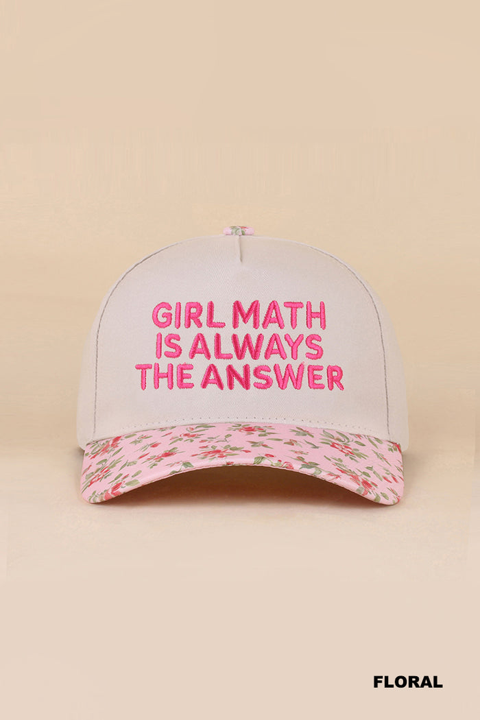 Girl Math Hat - Floral