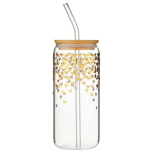 Glass Cold Brew Tumbler - Heart Confetti