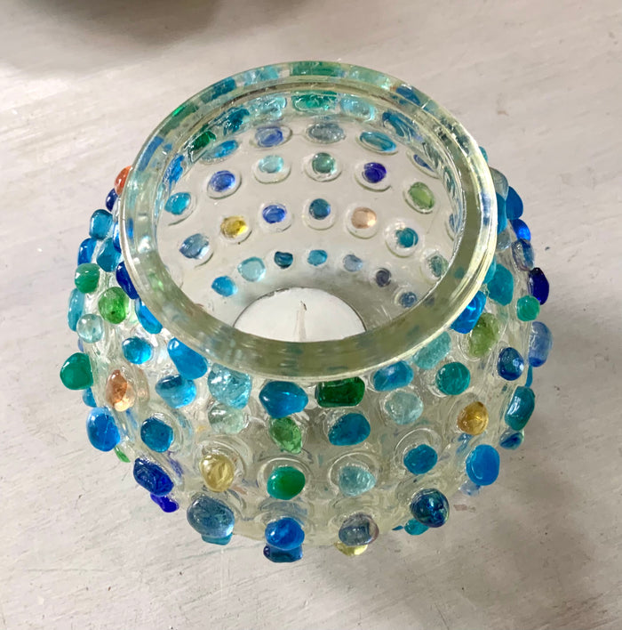 Glass Pebble Urchin Candle Holder