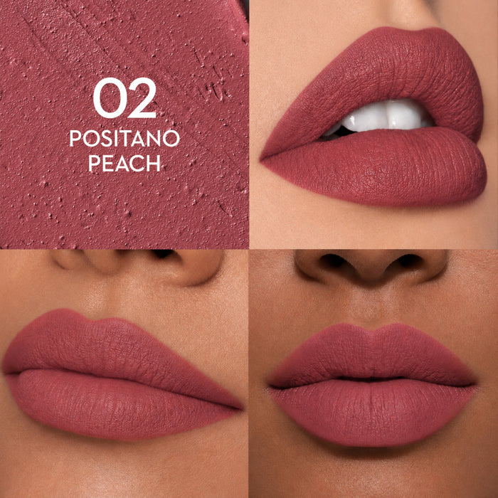 Lips wearing SUGAR Glide Peptide Serum Lipstick in 02 Positano Peach#Color_02 Positano Peach