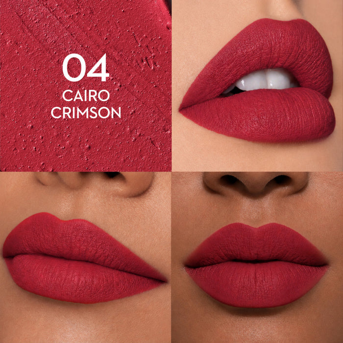 Lips wearing SUGAR Glide Peptide Serum Lipstick in 04 Cairo Crimson#Color_04 Cairo Crimson