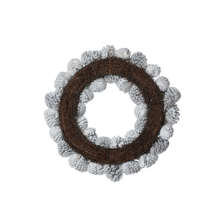 Glistening Snowy Pine Cone Wreath