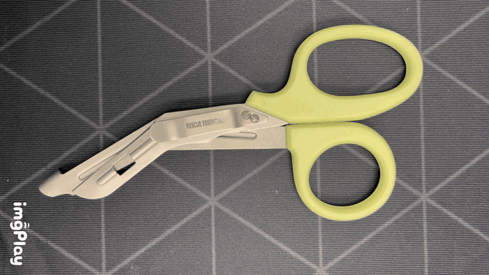 Glow-in-the-Dark Handled Shears, 7.5" with Clip, showing in light and dark